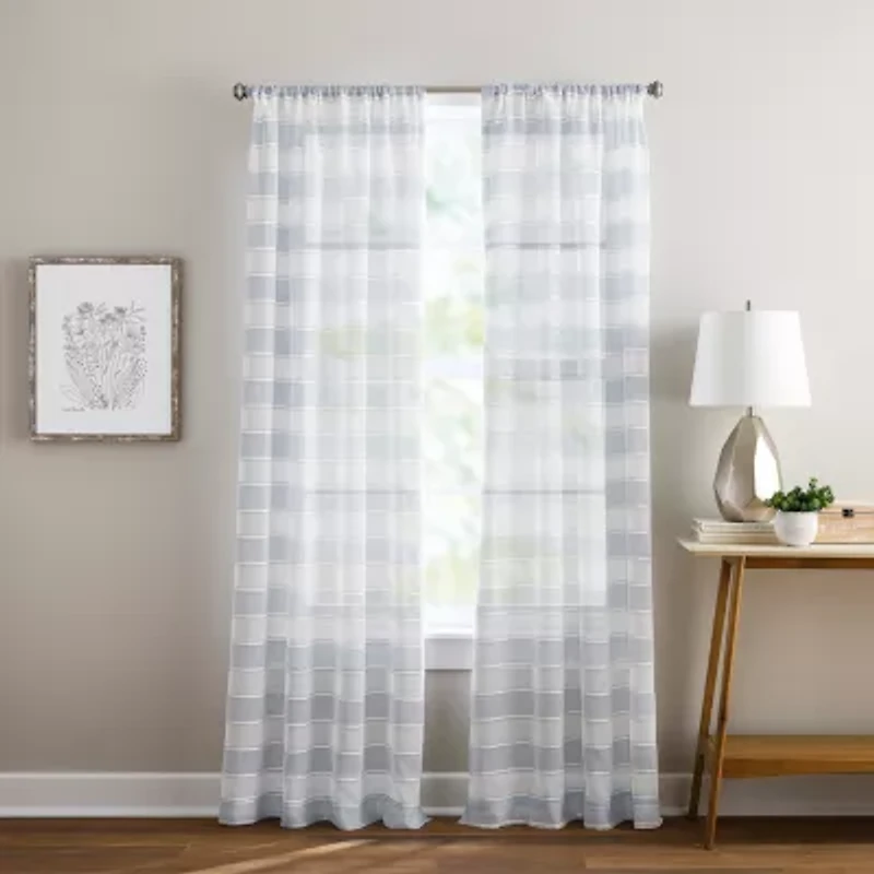 CHF Harbor Rod Pocket Sheer Set of 2 Curtain Panel