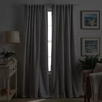 Martha Stewart Ticking Stripe Rod Pocket Back Tab Blackout Set of 2 Curtain Panel