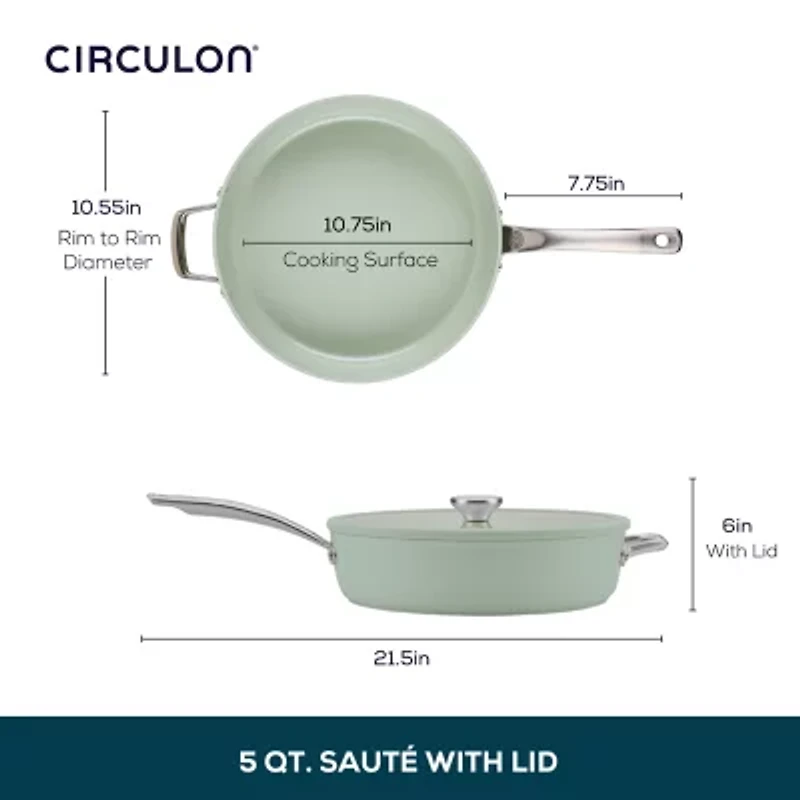 Circulon Halo with LaserDefense Ceramic Nonstick 5-qt. Covered Saute Pan