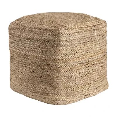 LR Home Layla 18" Handmade Jute Pouf