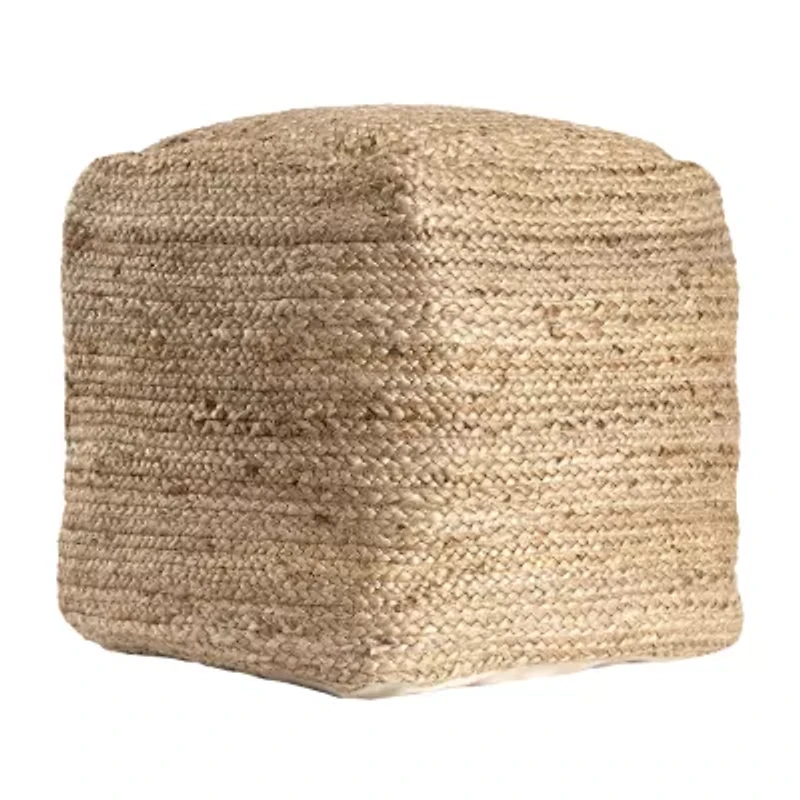 LR Home Layla 18" Handmade Jute Pouf