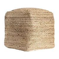 LR Home Layla 18" Handmade Jute Pouf