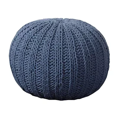 LR Home Montra 16" Handmade Cableknit Cotton Pouf