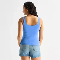 Arizona Smooth Womens Juniors Scoop Neck Sleeveless Tank Top