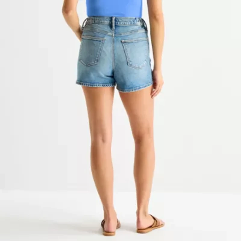 Arizona Curvy Womens 4" Mid Rise Juniors Denim Short