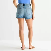 Arizona Curvy Womens 4" Mid Rise Juniors Denim Short