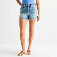 Arizona Curvy Womens 4" Mid Rise Juniors Denim Short