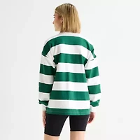 Xersion Womens Long Sleeve Relaxed Fit Striped Rugby Shirt