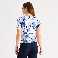 Liz Claiborne Womens Floral Pullover Sweater