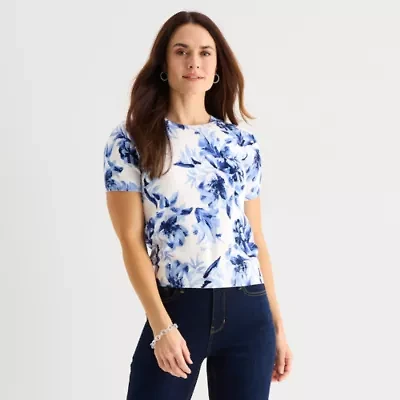 Liz Claiborne Womens Floral Pullover Sweater