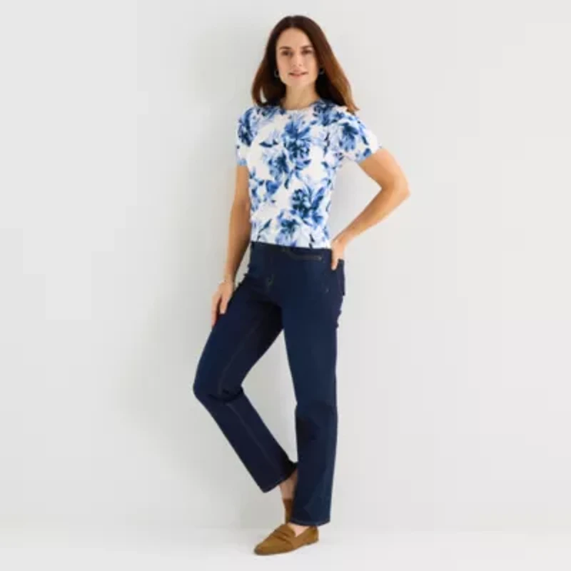 Liz Claiborne Womens Floral Pullover Sweater