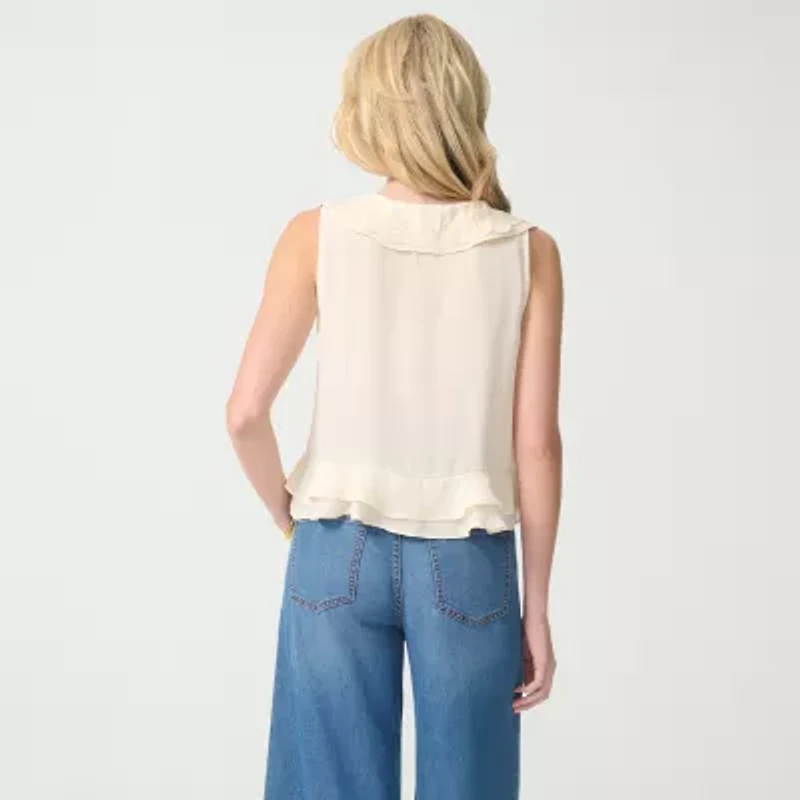 JS Jessica Simpson Womens V Neck Sleeveless Blouse