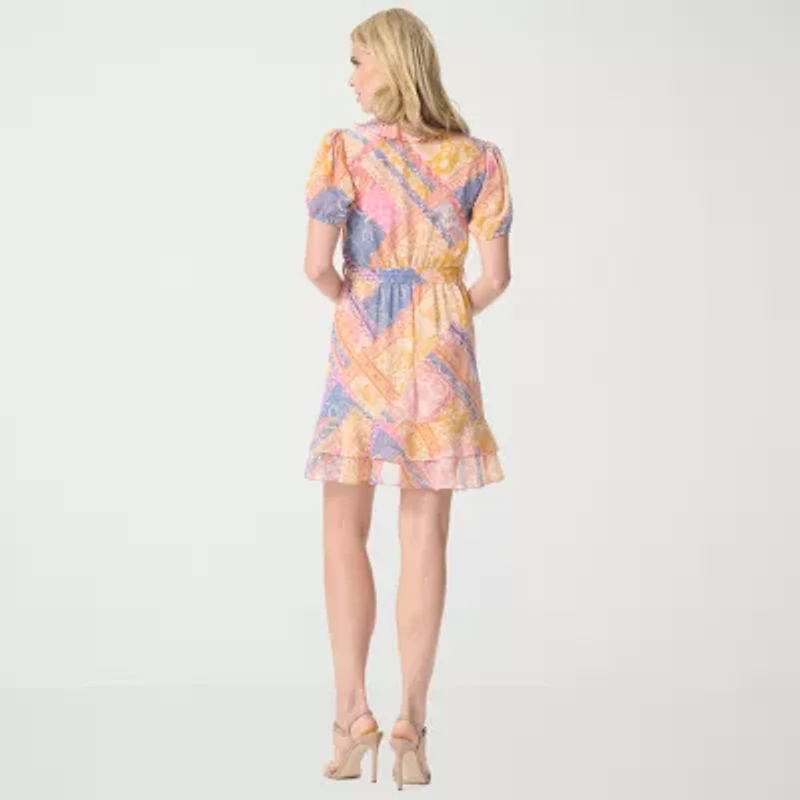 JS Jessica Simpson Womens Short Sleeve Wrap Dress