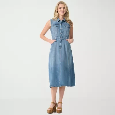 JS Jessica Simpson Womens Sleeveless Midi A-Line Dress