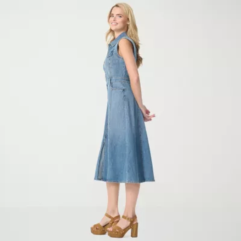 JS Jessica Simpson Womens Sleeveless Midi A-Line Dress