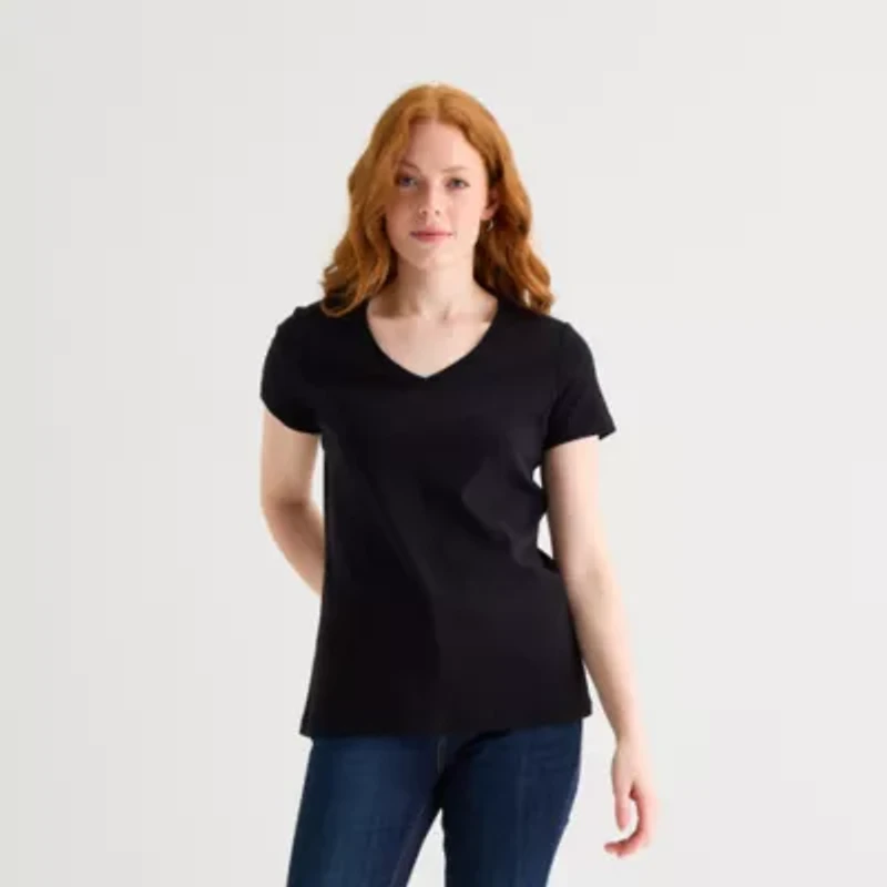 St. John's Bay Womens V Neck Short Sleeve T-Shirt