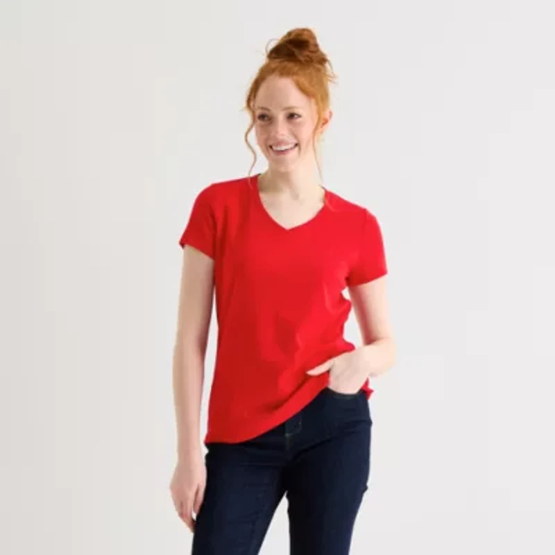 St. John's Bay Womens V Neck Short Sleeve T-Shirt