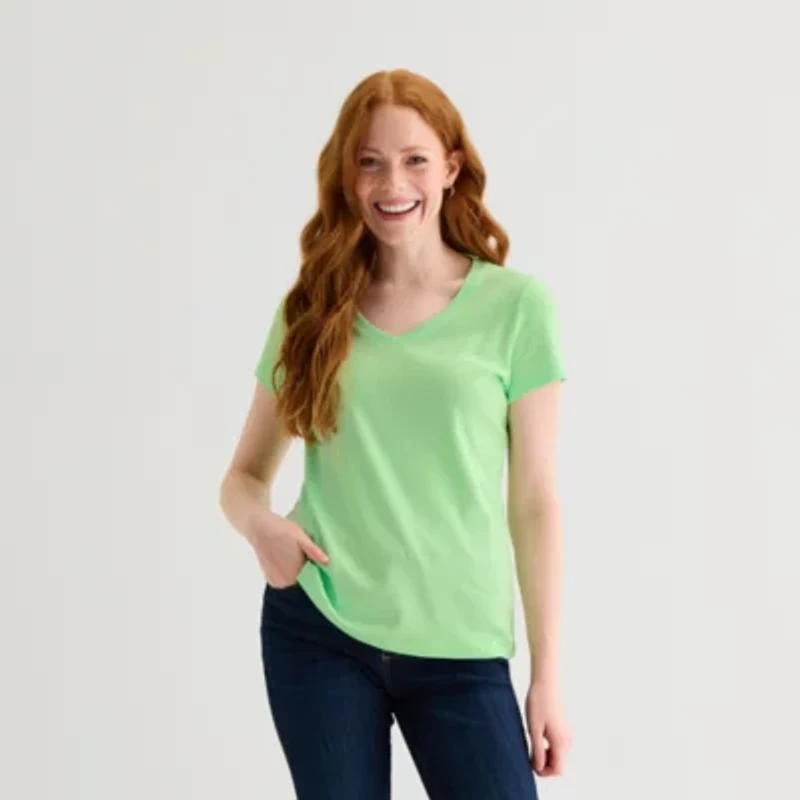 St. John's Bay Womens V Neck Short Sleeve T-Shirt