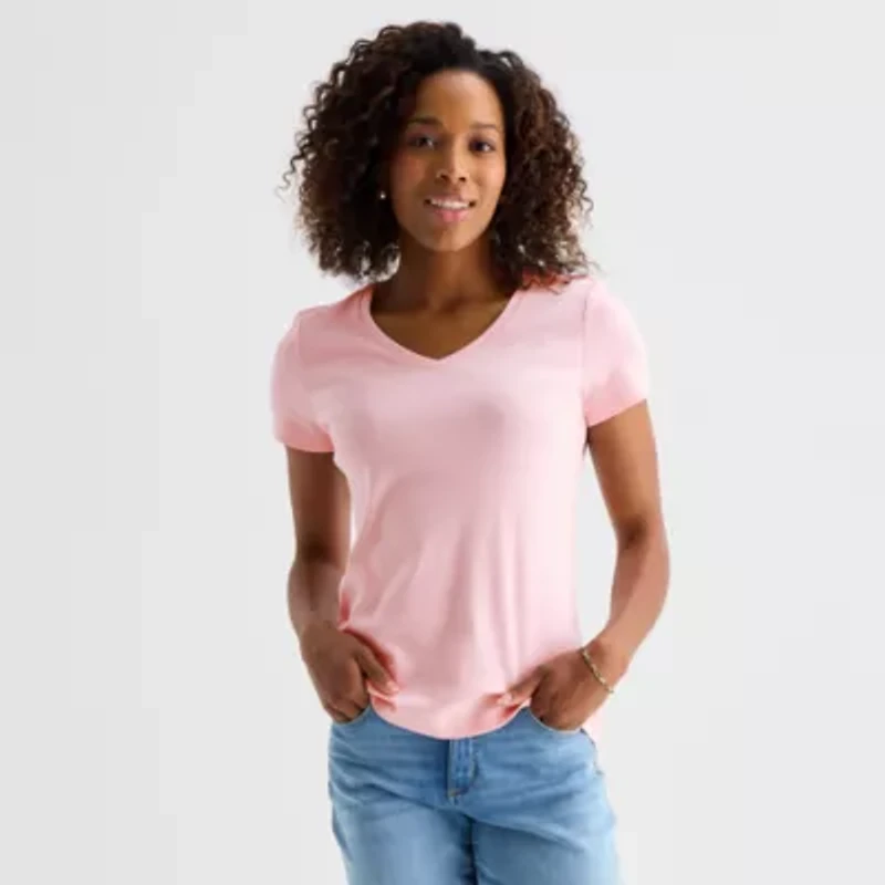 St. John's Bay Womens V Neck Short Sleeve T-Shirt