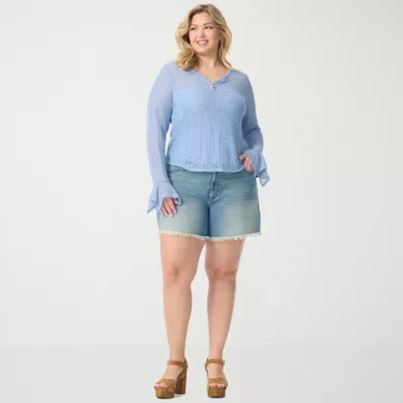 JS Jessica Simpson Womens High Rise Plus Bermuda Short