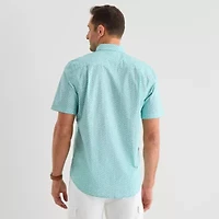 St. John's Bay Stretch Poplin Mens Short Sleeve Classic Fit Button-Down Shirt
