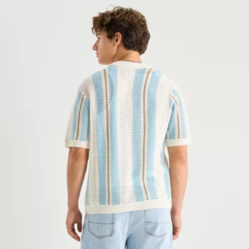 Arizona Mens Short Sleeve Button Polo Sweater