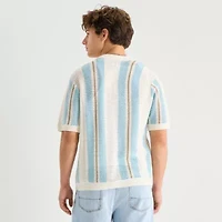 Arizona Mens Short Sleeve Button Polo Sweater