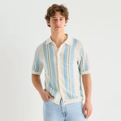 Arizona Mens Short Sleeve Button Polo Sweater