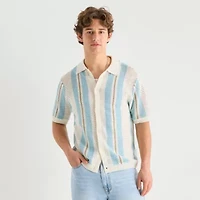 Arizona Mens Short Sleeve Button Polo Sweater