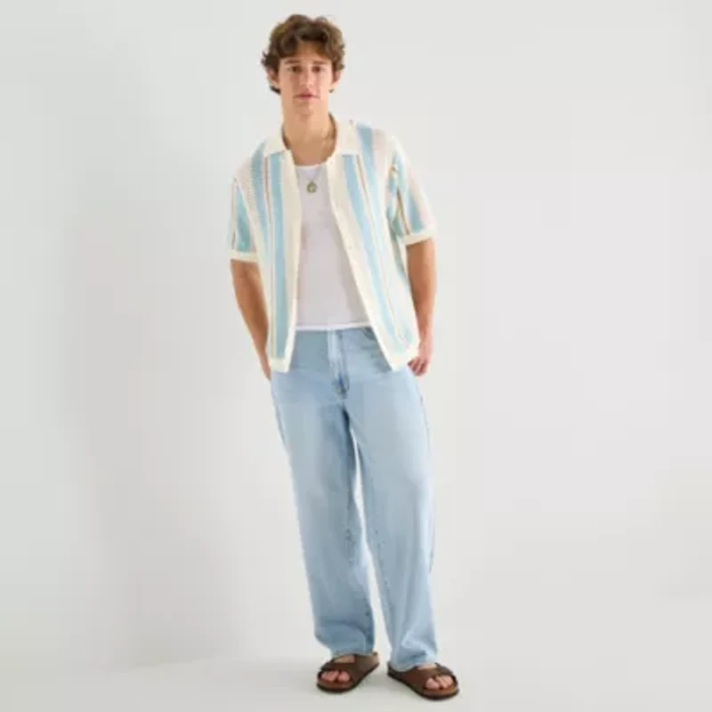 Arizona Mens Short Sleeve Button Polo Sweater