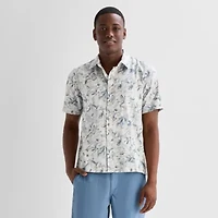 mutual weave Mens Short Sleeve Relaxed Fit Button-Down Shirt