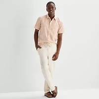 mutual weave Mens Short Sleeve Relaxed Fit Button-Down Shirt