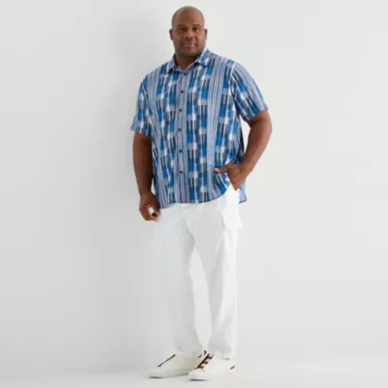 Shaquille O'Neal XLG™ Performance Mens Short Sleeve Regular Fit Big and Tall Button-Down Shirt
