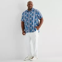 Shaquille O'Neal XLG™ Performance Mens Short Sleeve Regular Fit Big and Tall Button-Down Shirt