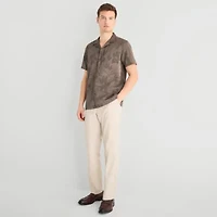 J. Ferrar Floral Jacquard Mens Short Sleeve Camp Shirt