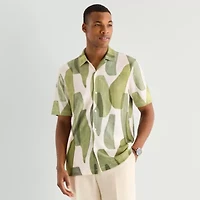 J. Ferrar Abstract Print Mens Short Sleeve Camp Shirt