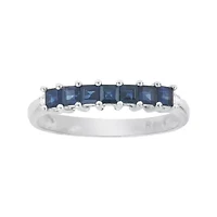 LIMITED QUANTITIES  Genuine Blue Sapphire and Diamond-Accent 14K White Gold Band
