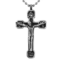 Mens Stainless Steel Crucifix Pendant Necklace