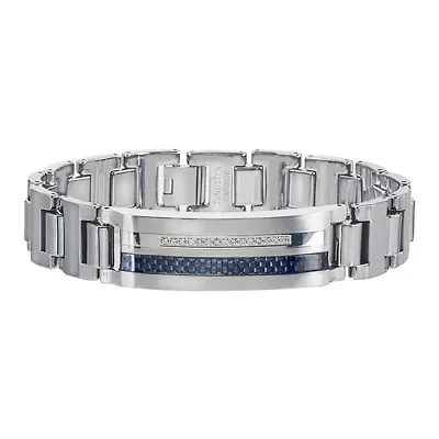 Mens 1/5 CT. T.W. Diamond Stainless Steel and Tungsten Bracelet