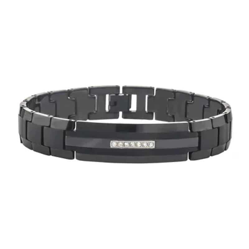 Mens 1/7 CT. T.W. Diamond Tungsten and Stainless Steel Bracelet
