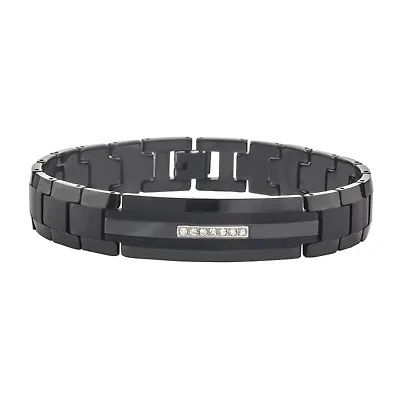 Mens 1/7 CT. T.W. Diamond Tungsten and Stainless Steel Bracelet
