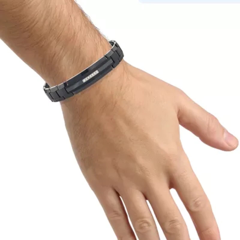 Mens 1/7 CT. T.W. Diamond Tungsten and Stainless Steel Bracelet