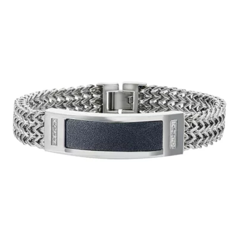 Mens 1/10 CT. T.W Diamond Two-Tone Stainless Steel Bracelet