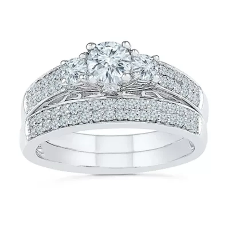 Womens 1 CT. T.W. Natural Diamond 10K Gold Round Bridal Set