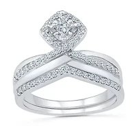 Womens 3/8 CT.T.W. Natural Diamond 10K White Gold Bridal Set