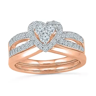 Womens 5/8 CT.T.W. Natural Diamond 10K Rose Gold Bridal Set