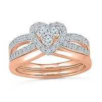 Womens 5/8 CT.T.W. Natural Diamond 10K Rose Gold Bridal Set