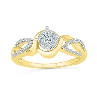 Promise My Love Womens 1/ CT. T.W. Natural Diamond Sterling Silver Round Side Stone Ring