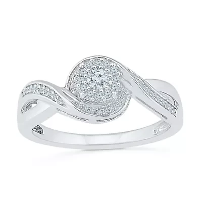 Promise My Love Womens 1/5 CT. Natural White Diamond Sterling Silver Round Ring
