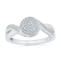 Promise My Love Womens 1/5 CT. Natural White Diamond Sterling Silver Round Ring